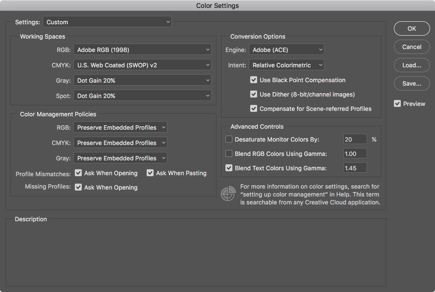 Adobe Photoshop's Color Settings