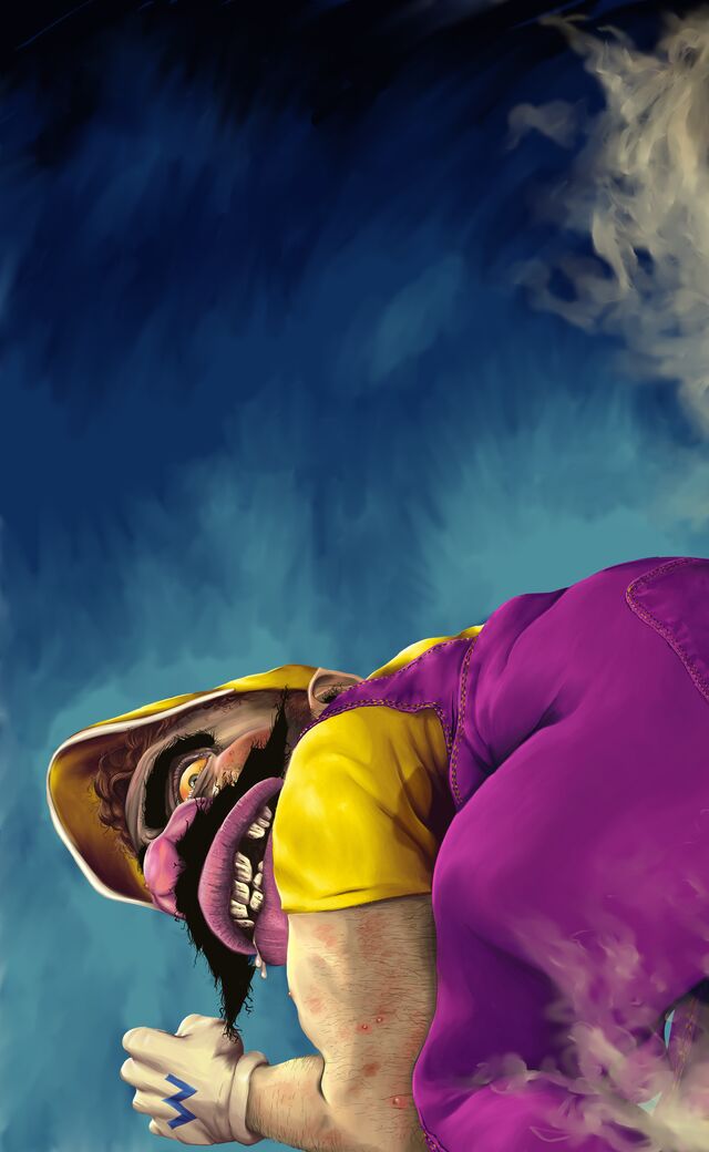 Digital painting of Wario letting out quite the putrid fart