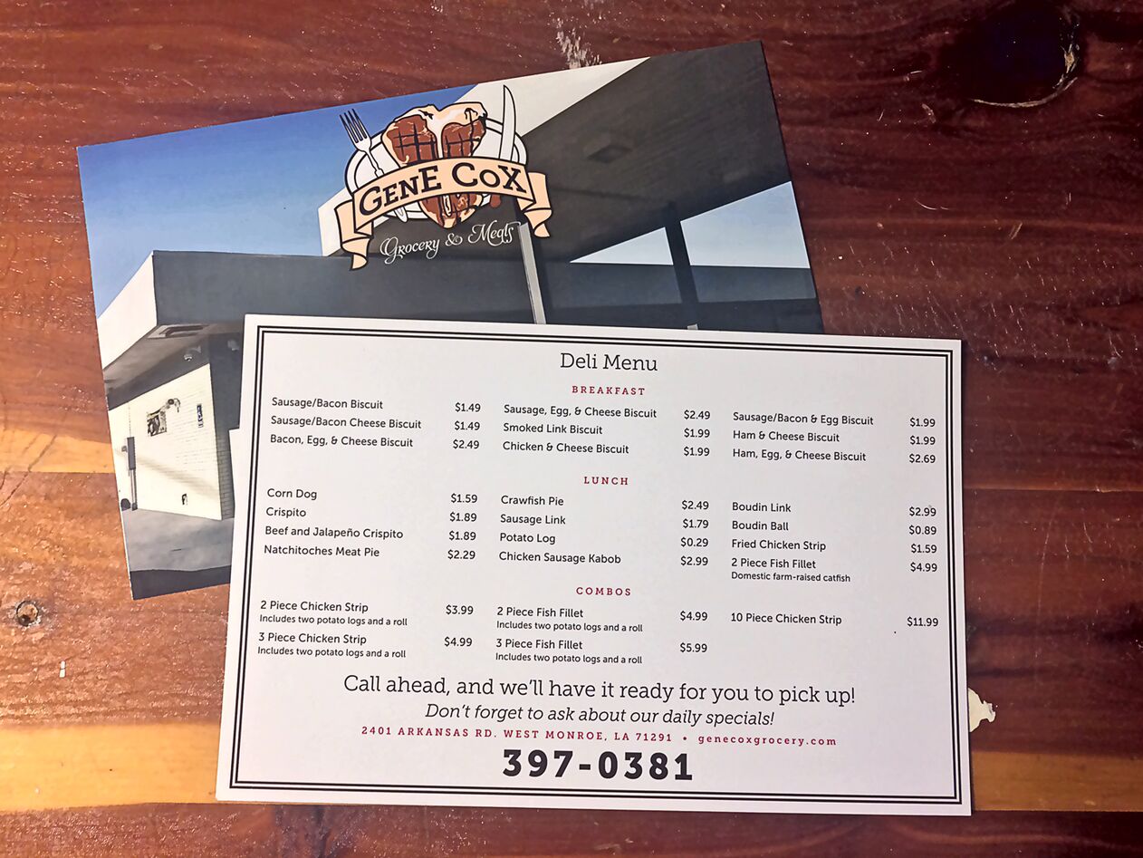 Front and back side of the menu flyers